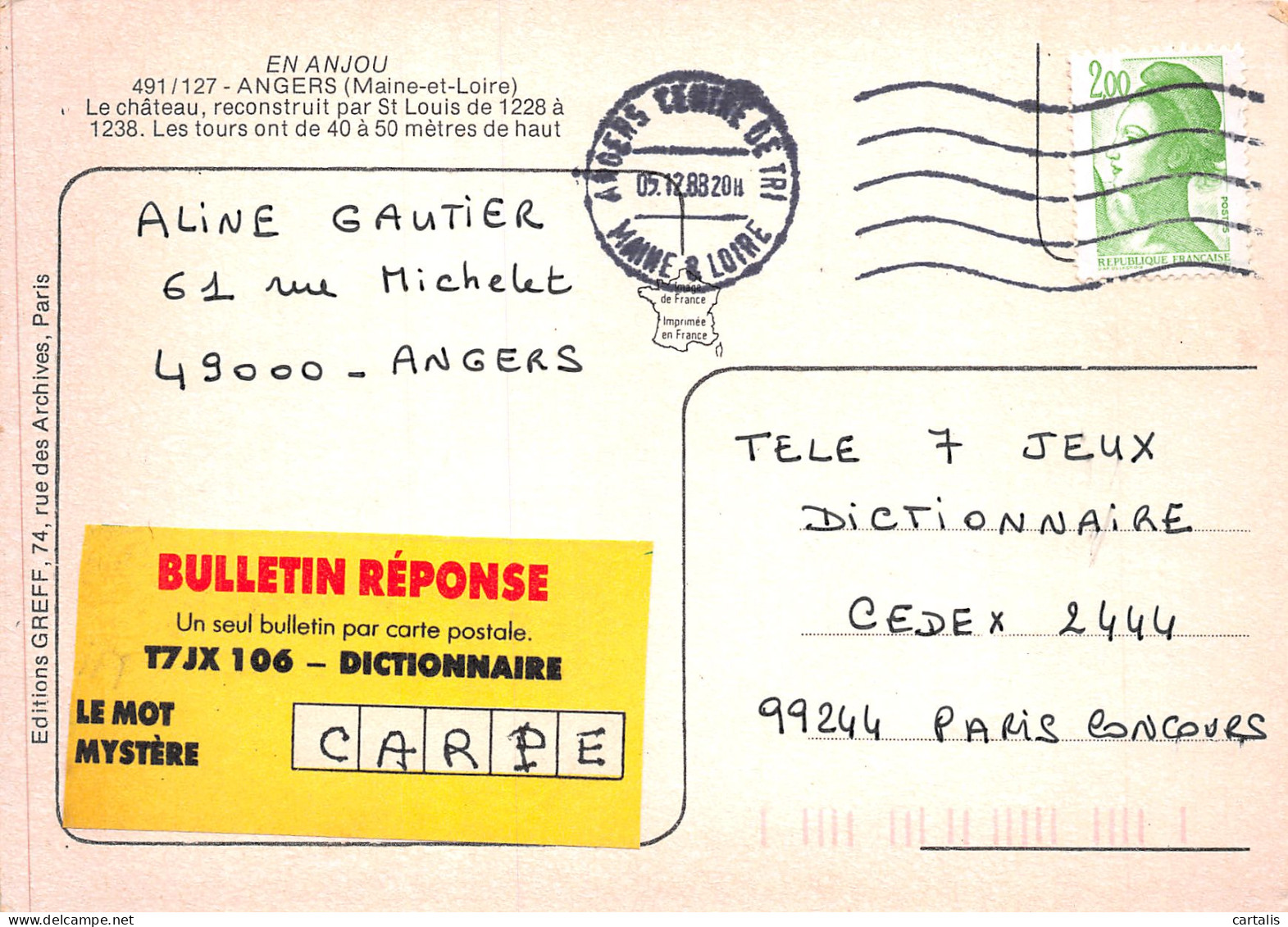 49-ANGERS LE CHATEAU-N°4160-B/0391 - Angers