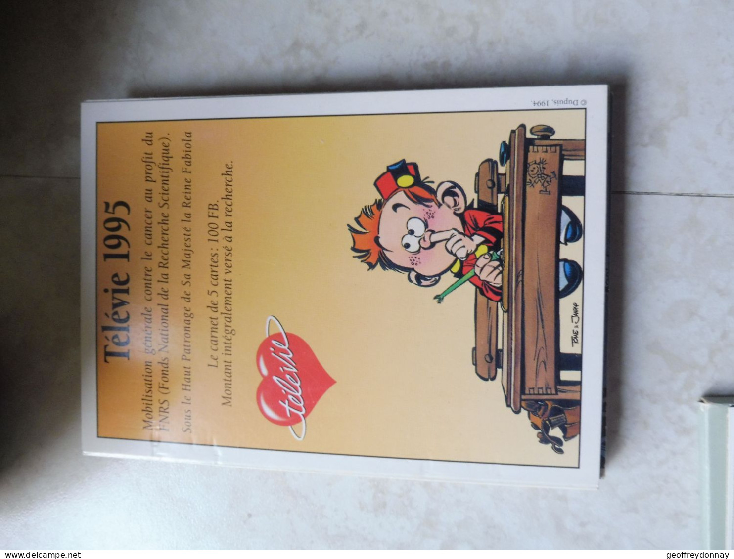 Cpm Bd  Carte Kaart Spirou Mnh Neuf Perfect Parfait Televie 1995 Carnet De 5 Cartes Se Tenant - Stripverhalen