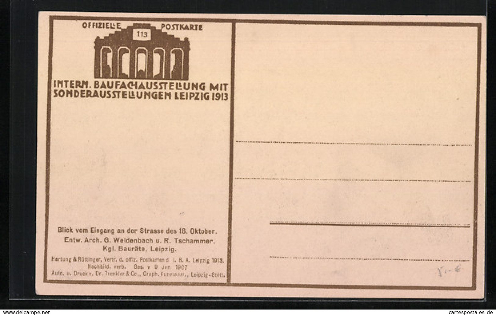AK Leipzig, Intern. Baufachausstellung Mit Sonderausstellungen 1913, Blick Vom Eingang An Der Strasse Des 18. Oktober  - Esposizioni
