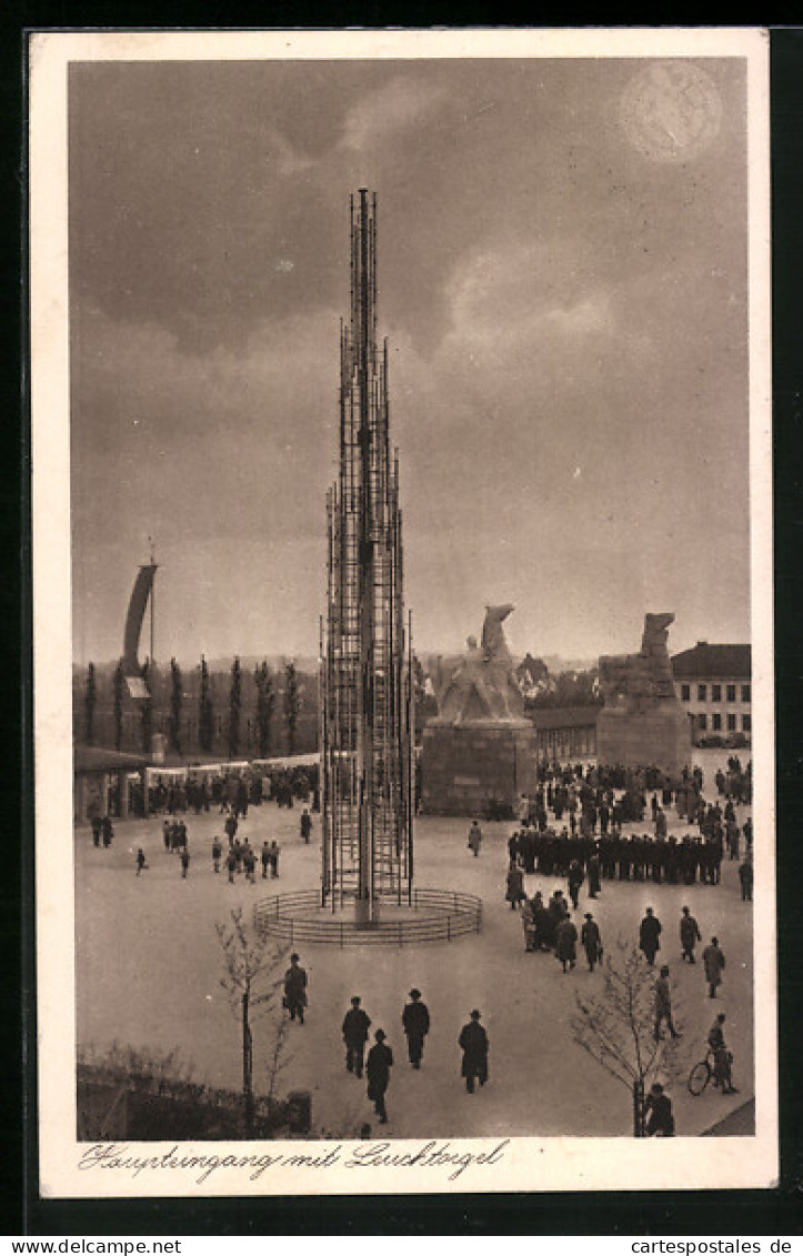 AK Düsseldorf, Grosse Reichsausstelung 1937, Haupteingang Mit Leutorgel  - Esposizioni
