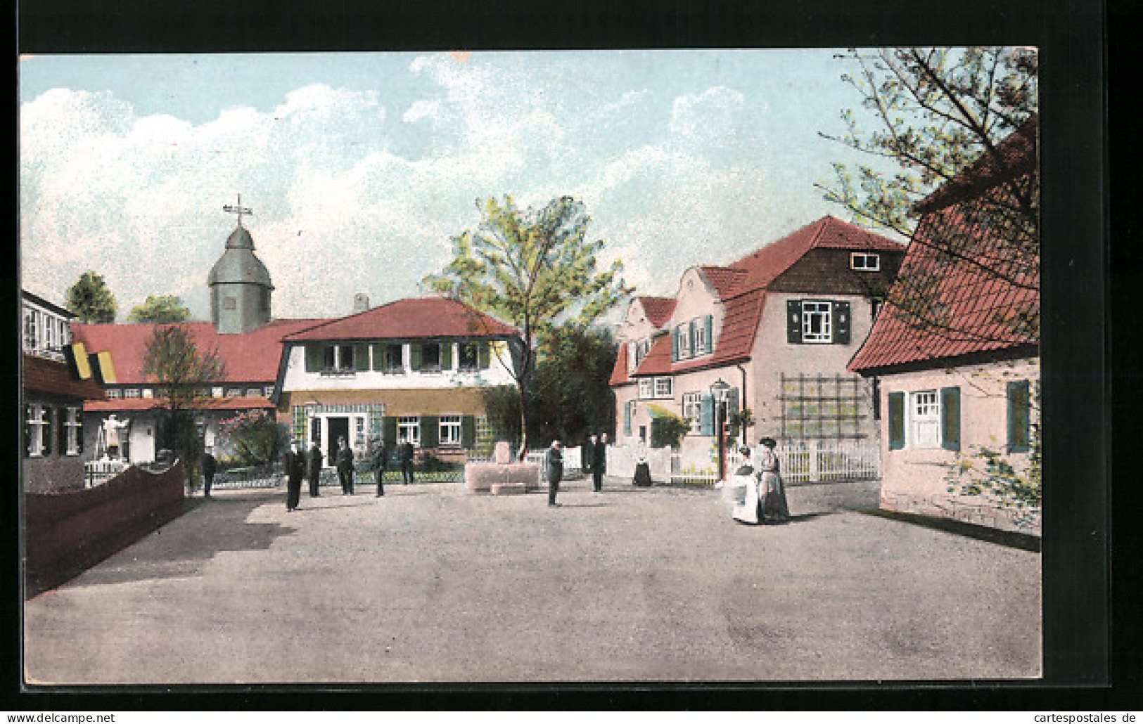 AK Dresden, Kunstgewerbe-Ausstellung 1906, Dorfplatz (Gebäudegruppe Für Arbeiterwohlfahrt)  - Exhibitions