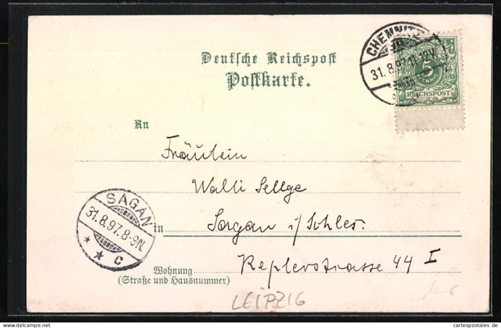 Lithographie Leipzig, Sächsisch-Thüringische Industrie- & Gewerbe-Ausstellung 1897, Gasthaus Zum Goldenen Löwen  - Expositions