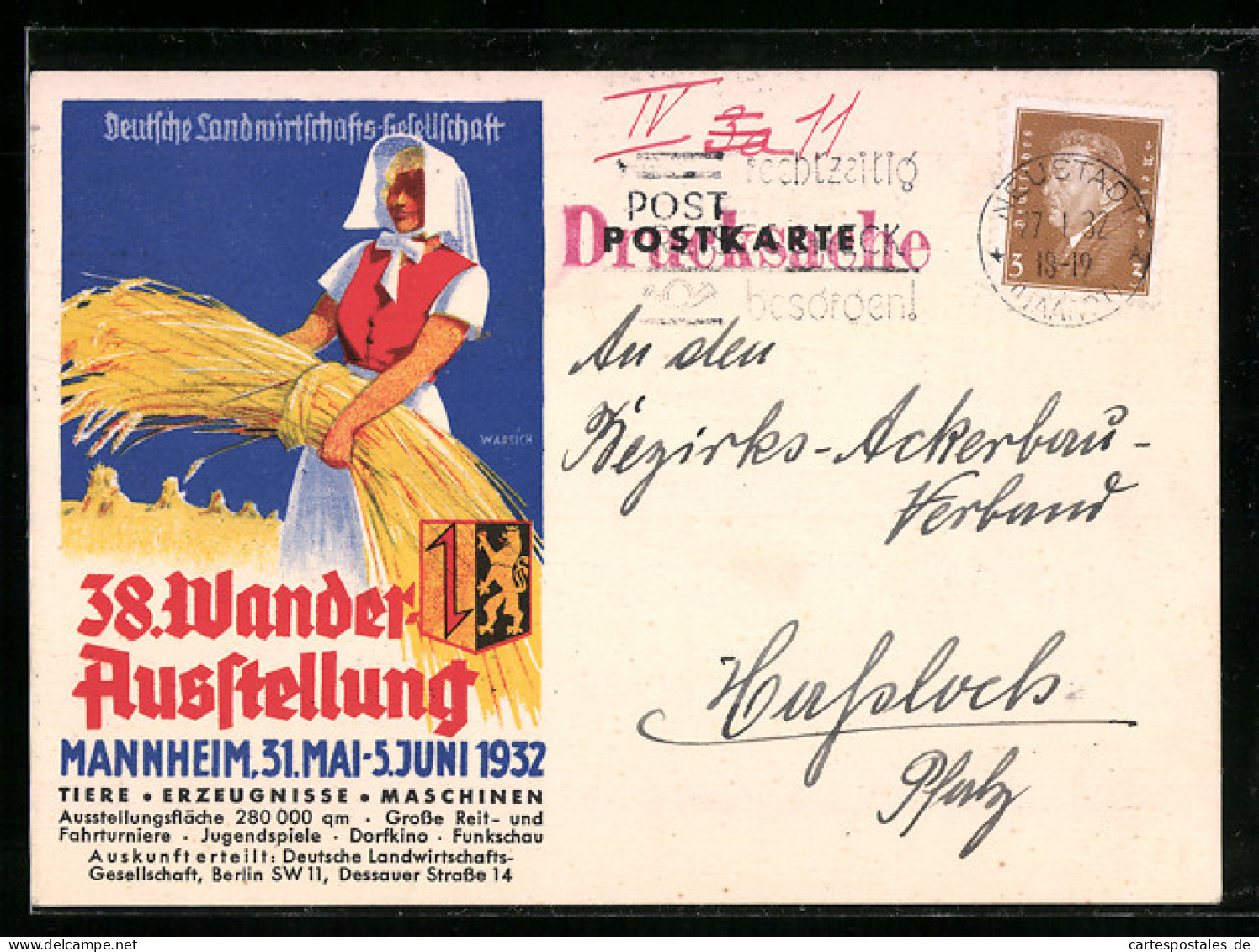 AK Mannheim, Deutsche Landwirtschafts-Gesellschaft, 38. Wander-Ausstellung 1932  - Expositions