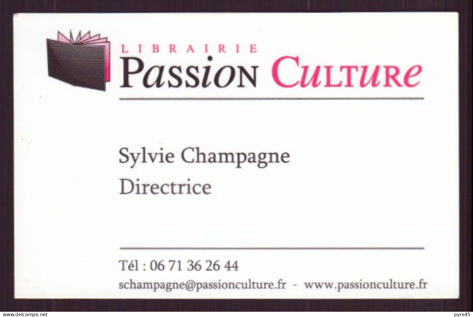 CARTE PUBLICITAIRE LIBRAIRIE PASSION CULTURE - Visitenkarten