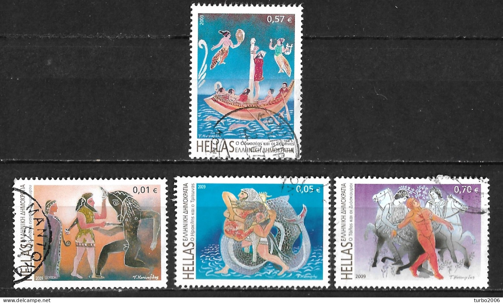 GREECE 2009 Greek Mythology 4 Values From The Set Vl. 2485 / 2488 - Used Stamps