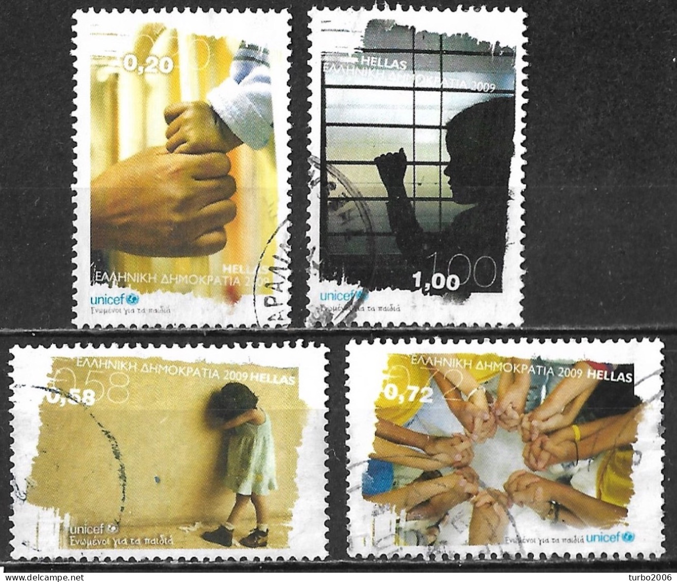 GREECE 2009 Children's Rights 4 Values From The Set Vl. 2490 / 2493 - Used Stamps
