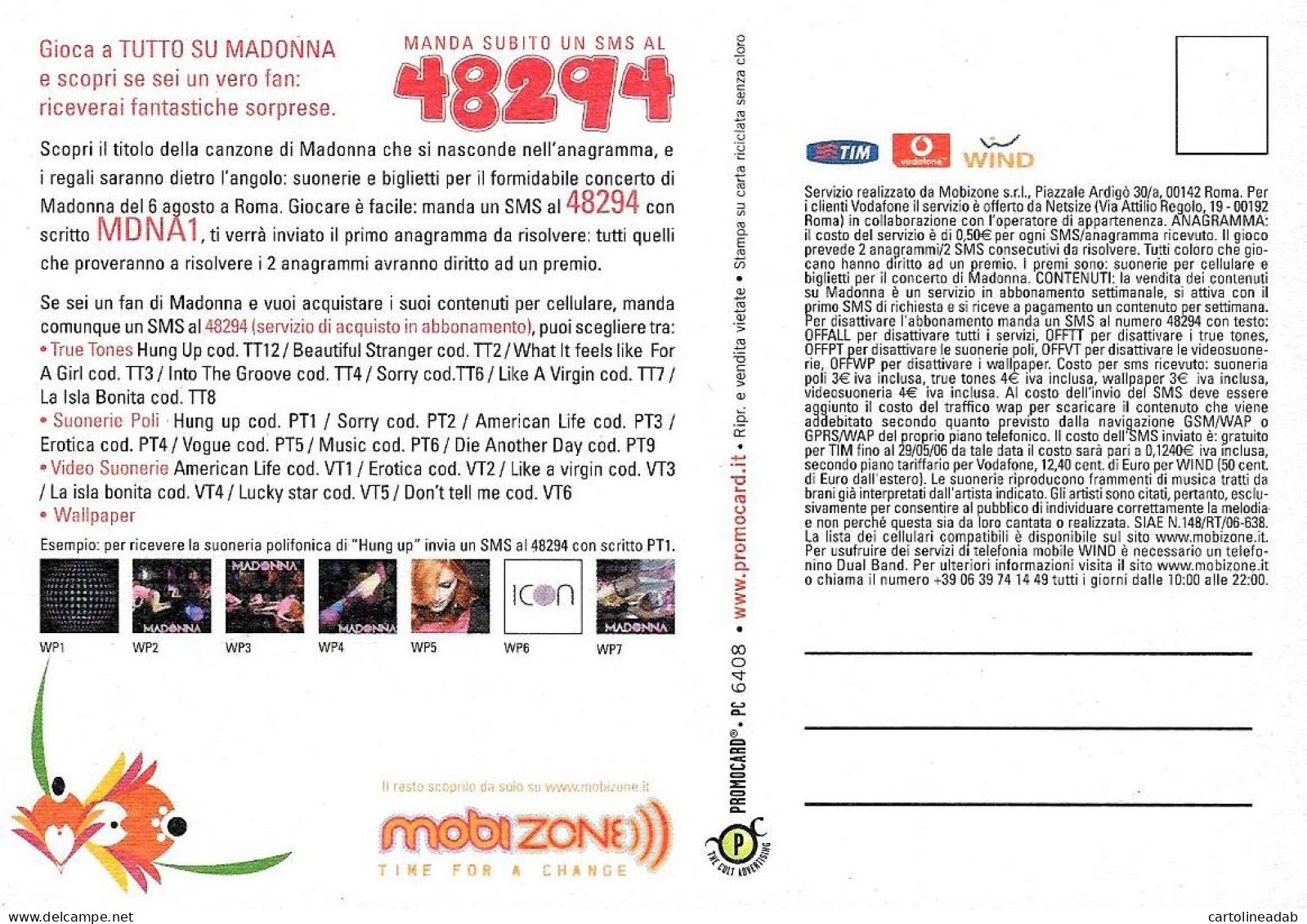 [MD9392] CPM - MADONNA - PROMOCARD 6408 - PERFETTA - Non Viaggiata - Cantanti E Musicisti