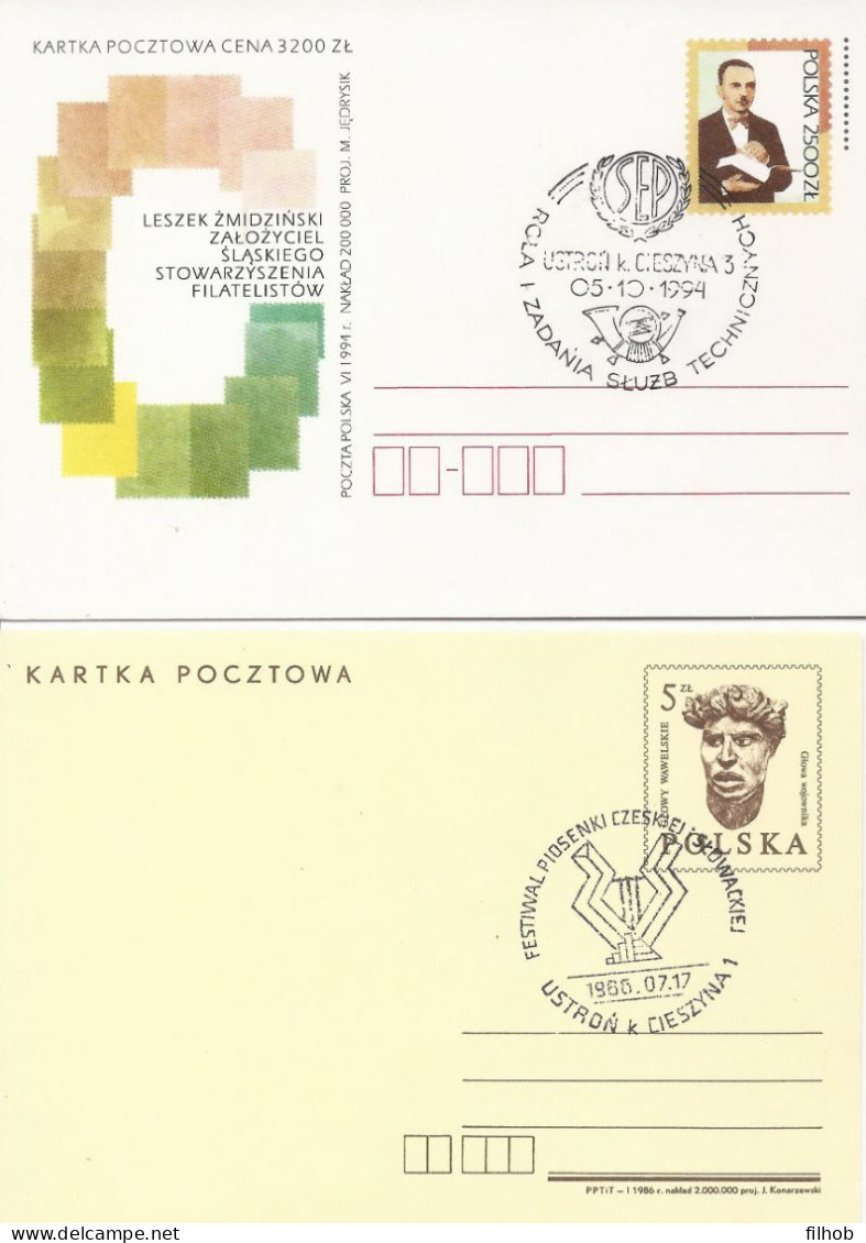 Poland Postmark (0153) Set.4: USTRON Sport 4 Different Date Stamps SEP Trumpet Music Tourism - Stamped Stationery