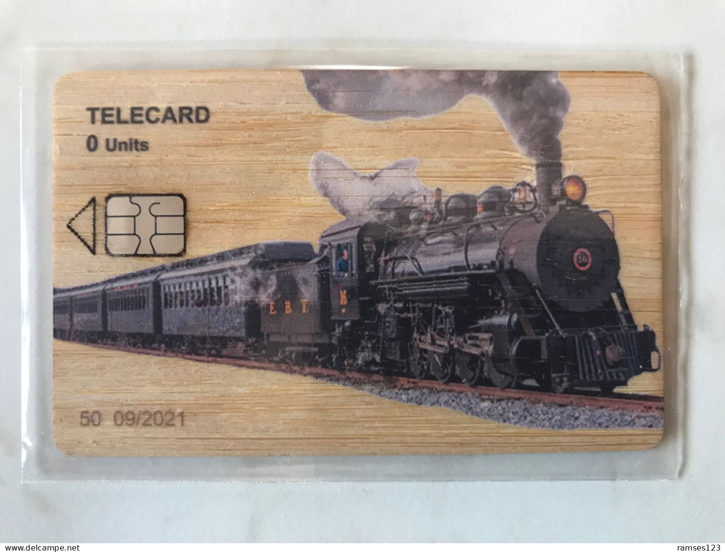 VERY RARE  EXHIBITION    WOOD CARD    TRAIN LOCOMOTIVE   ONLY  50 ISSUE   MINT IN SEALED   RARE - Trains