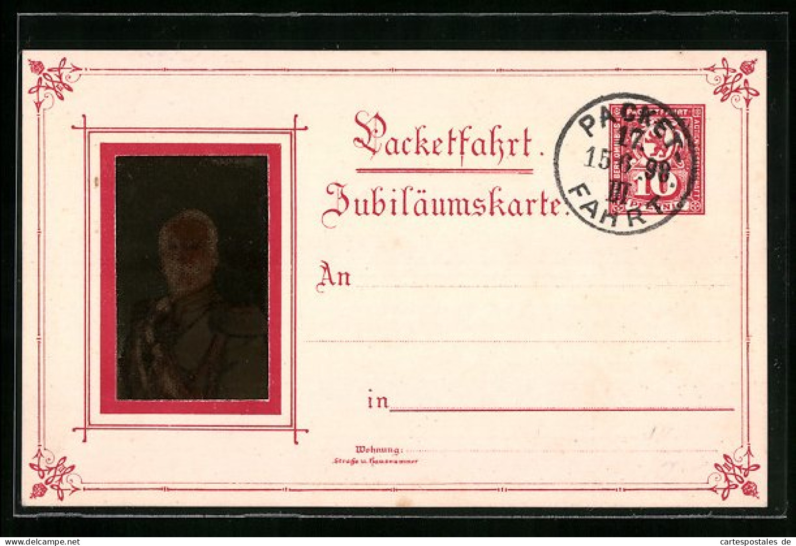 Diaphanie-AK Portrait Von Kaiser Wilhelm II., Private Stadtpost Neue Berliner Omnibus Packetfahrt AG  - Koninklijke Families