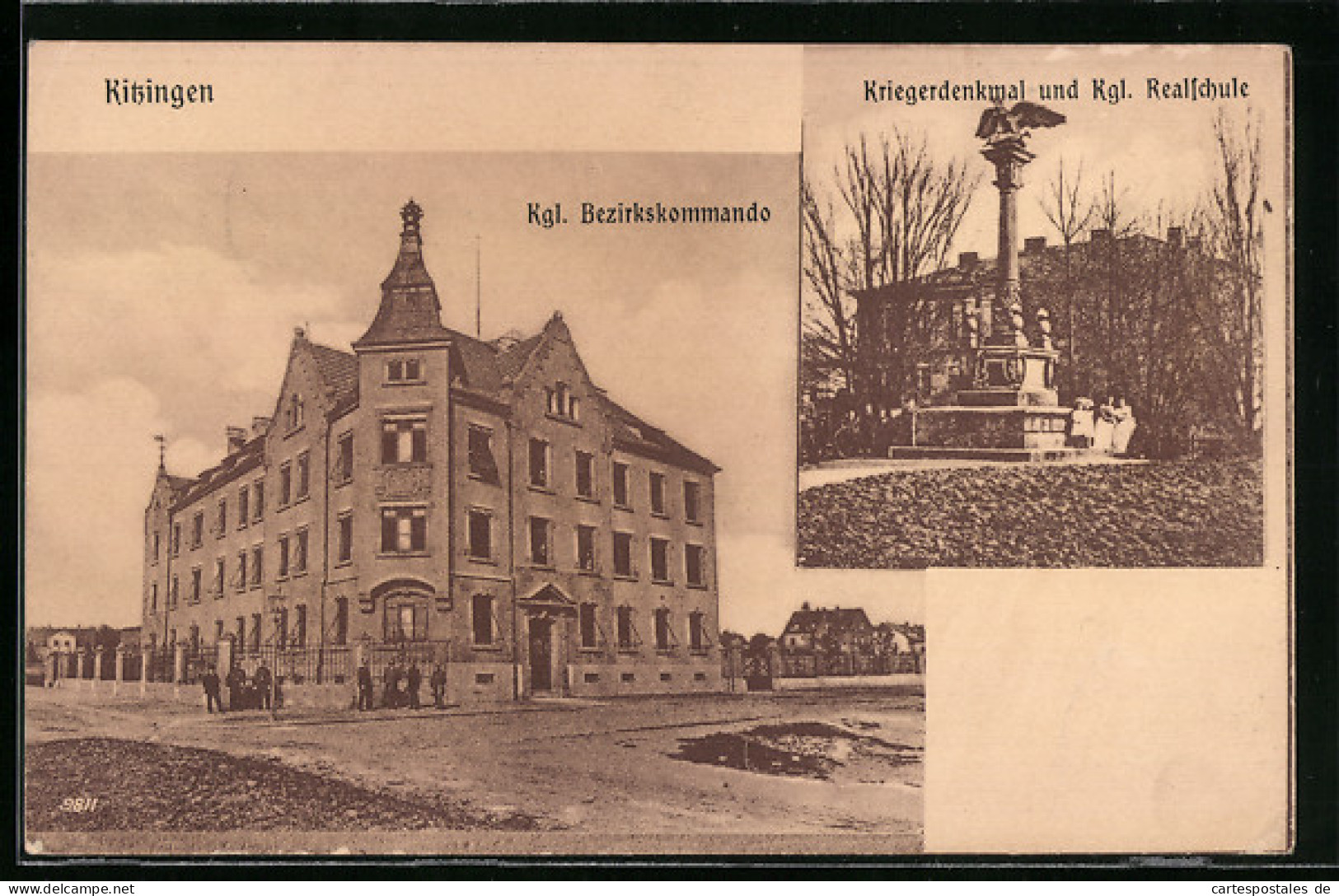 AK Kitzingen, Königliches Bezirkskommando, Kriegerdenkmal Und Königliche Realschule  - Kitzingen