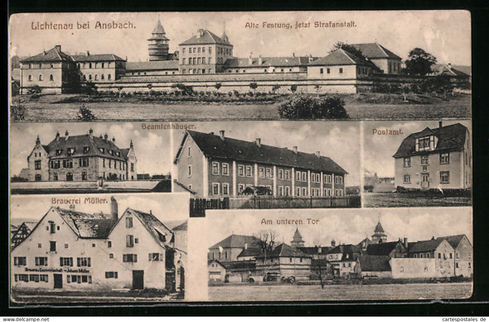 AK Lichtenau B. Ansbach, Alte Festung, Beamtenhäuser, Brauerei Müller  - Ansbach