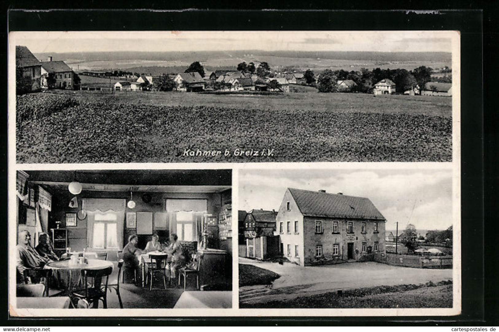 AK Kahmer B. Greiz, Gasthaus Zur Bleibe, Ortsansicht  - Greiz