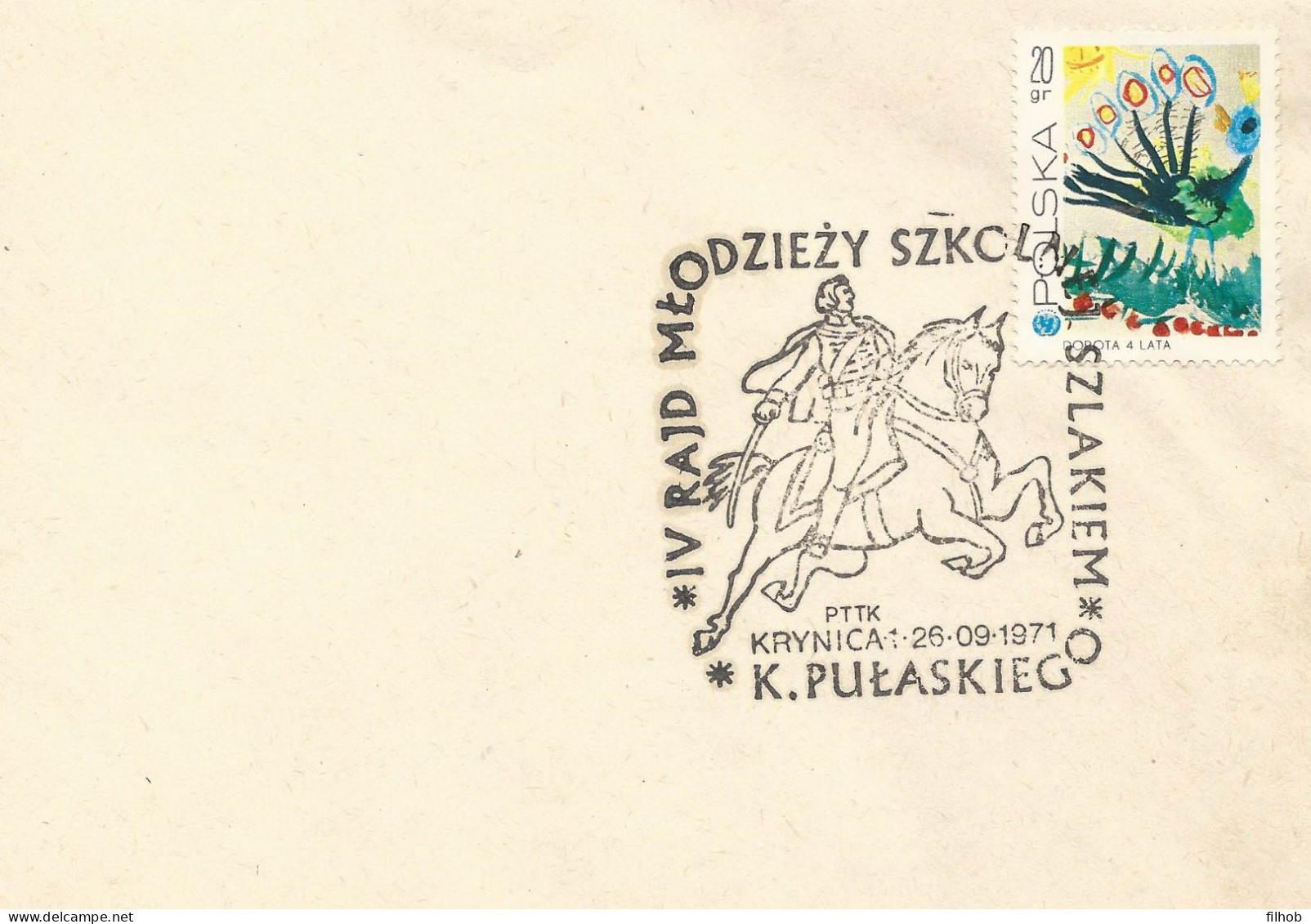 Poland Postmark D71.09.26 KRYNICA.01kop: Tourism PTTK Rally Along The Pulaski Trail Horse - Entiers Postaux