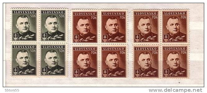 1939 /42 - President Tiso  Michel Nr.67/68- (x+Y)  3v.-MNH  Block Of Four   Slovaquie / Slovakia - Unused Stamps