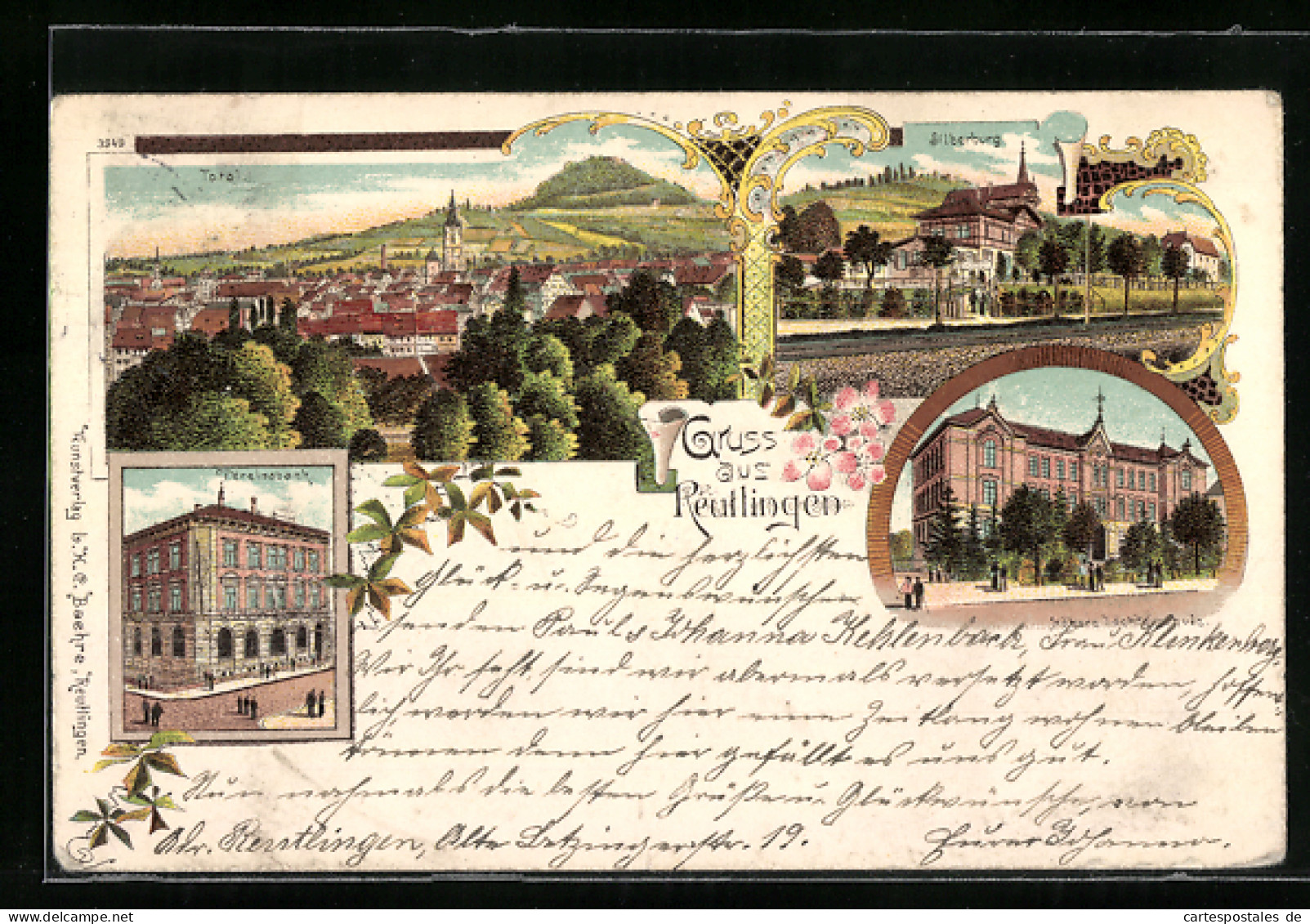 Lithographie Reutlingen, Totalansicht Mit Silberburg  - Reutlingen