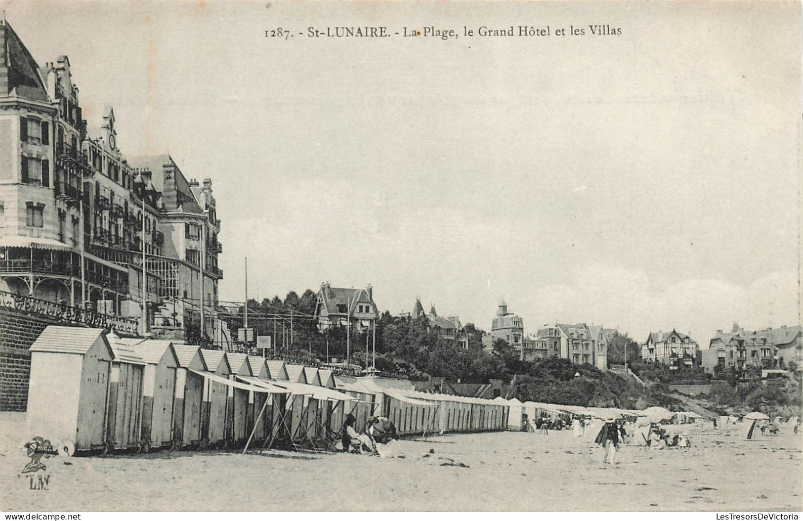 FRANCE - St Lunaire - La Plage - Le Grand Hôtel Et Les Villas - Vue Panoramique - Animé - Carte Postale Ancienne - Saint-Lunaire