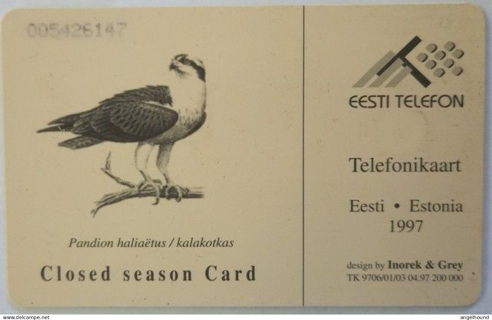 Estonia 30 Kr. Chip Card - Fish Eagle ( Osprey ) - Estland