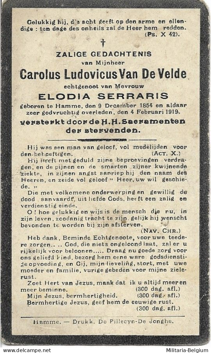 Doodsprentje Van 'Carolus Ludovicus Van De Velde' - Religion &  Esoterik