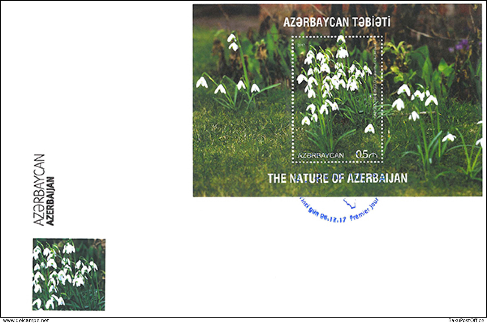 Azerbaijan 2017 FDC First Day Cover Book “Azerbaijan”. Nature. Galanthus Caucasicus - Azerbaijan