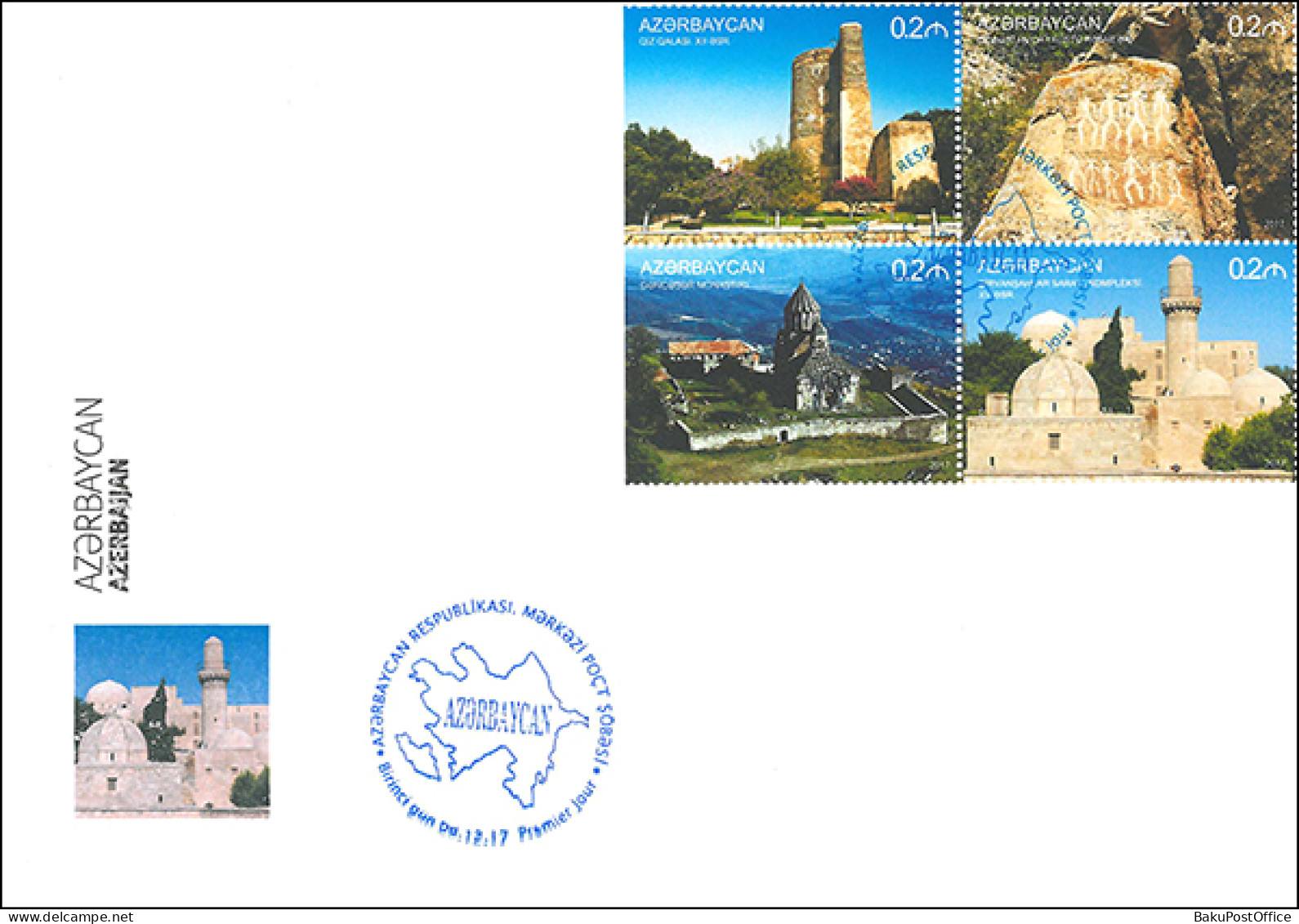 Azerbaijan 2017 FDC First Day Cover Book “Azerbaijan”. Ancient Architecture
1 - Azerbaiján