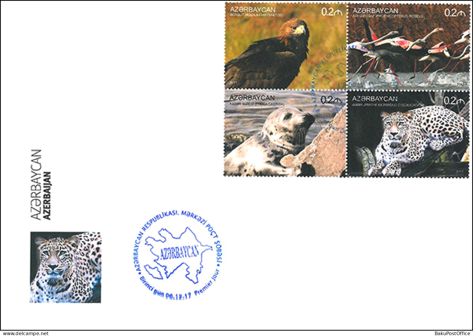 Azerbaijan 2017 FDC First Day Cover Book “Azerbaijan”. Fauna
2 Eagle Flamingo  - Azerbaïjan