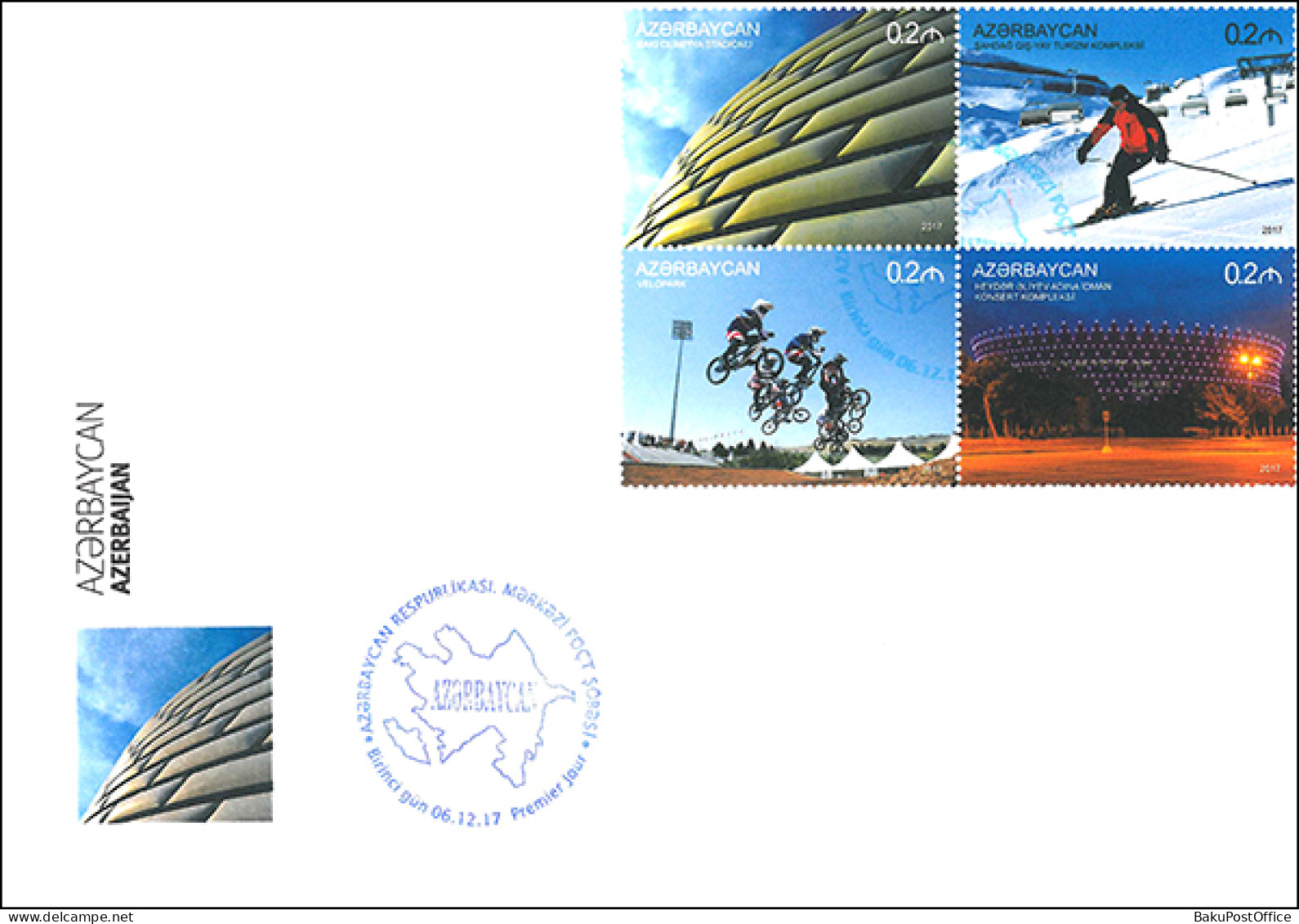 Azerbaijan 2017 FDC First Day Cover Book “Azerbaijan”. Sporting Facilities 1 - Aserbaidschan