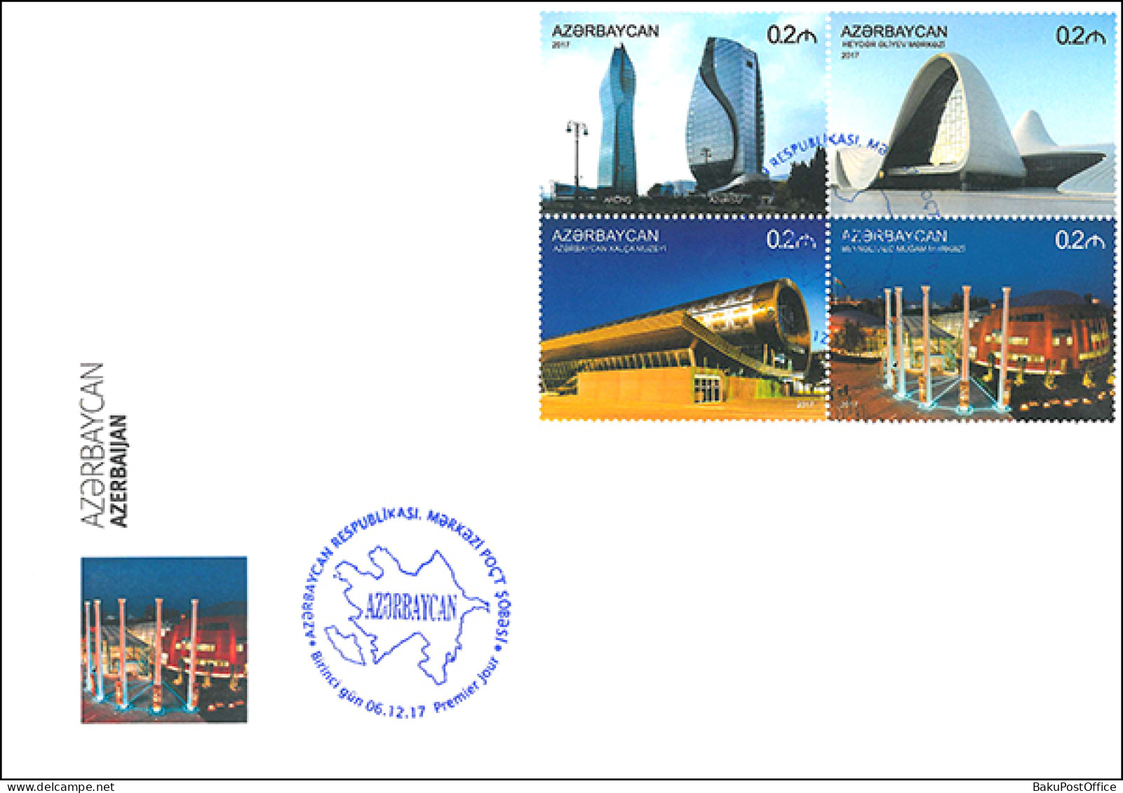 Azerbaijan 2017 FDC First Day Cover Book “Azerbaijan”. Modern Architecture 2 - Azerbaïdjan