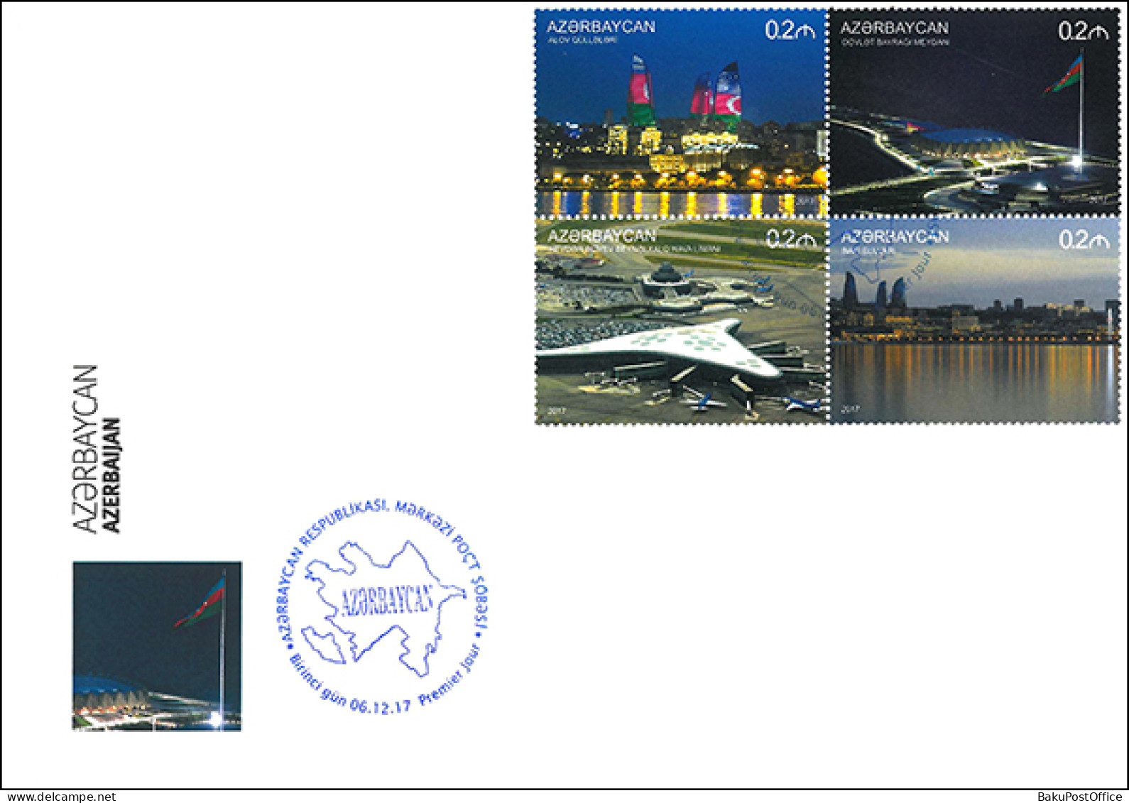 Azerbaijan 2017 FDC First Day Cover Book “Azerbaijan”. Modern Architecture 1 - Azerbaïdjan