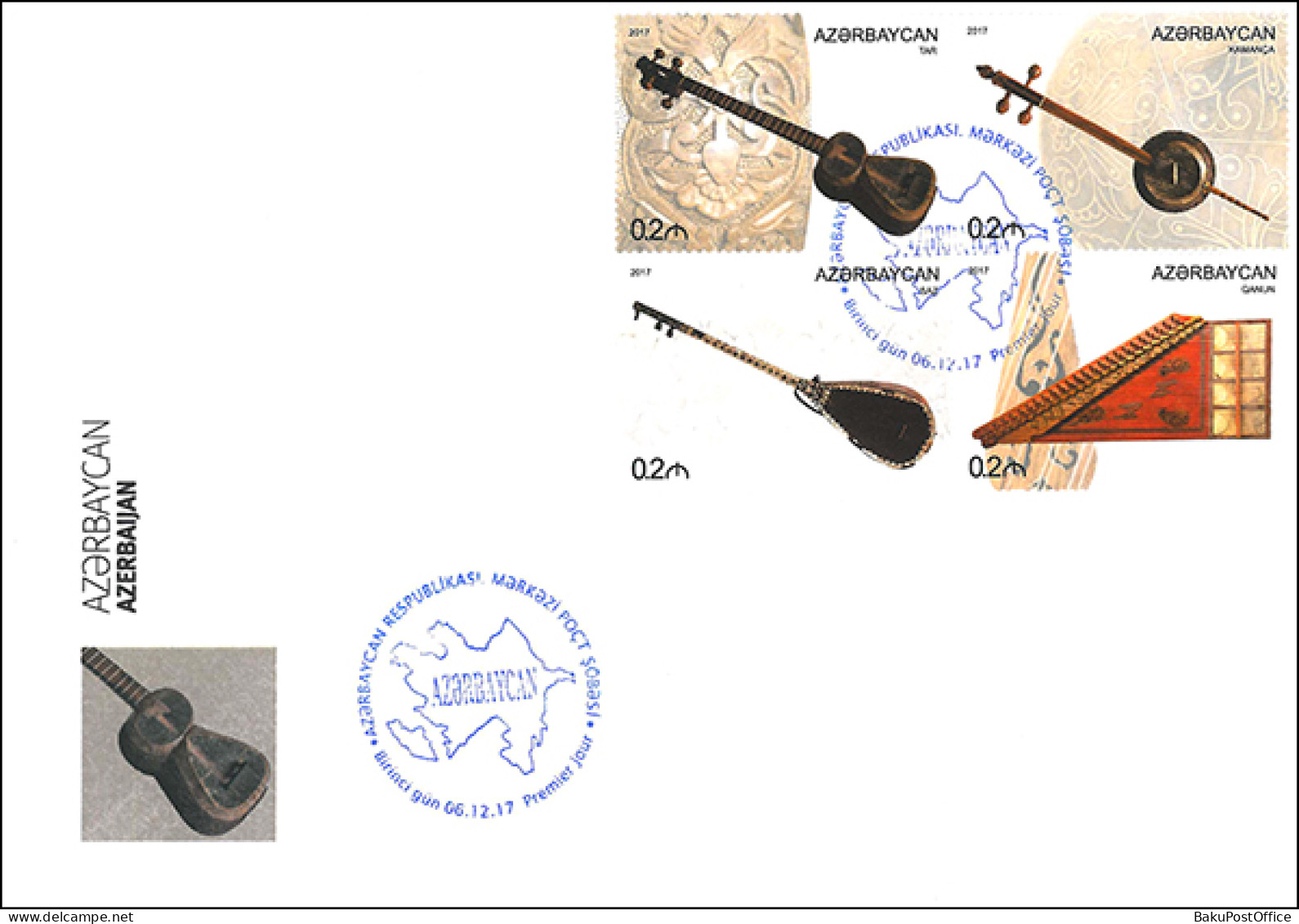 Azerbaijan 2017 FDC First Day Cover Book “Azerbaijan”. Musical Instruments 2 - Aserbaidschan