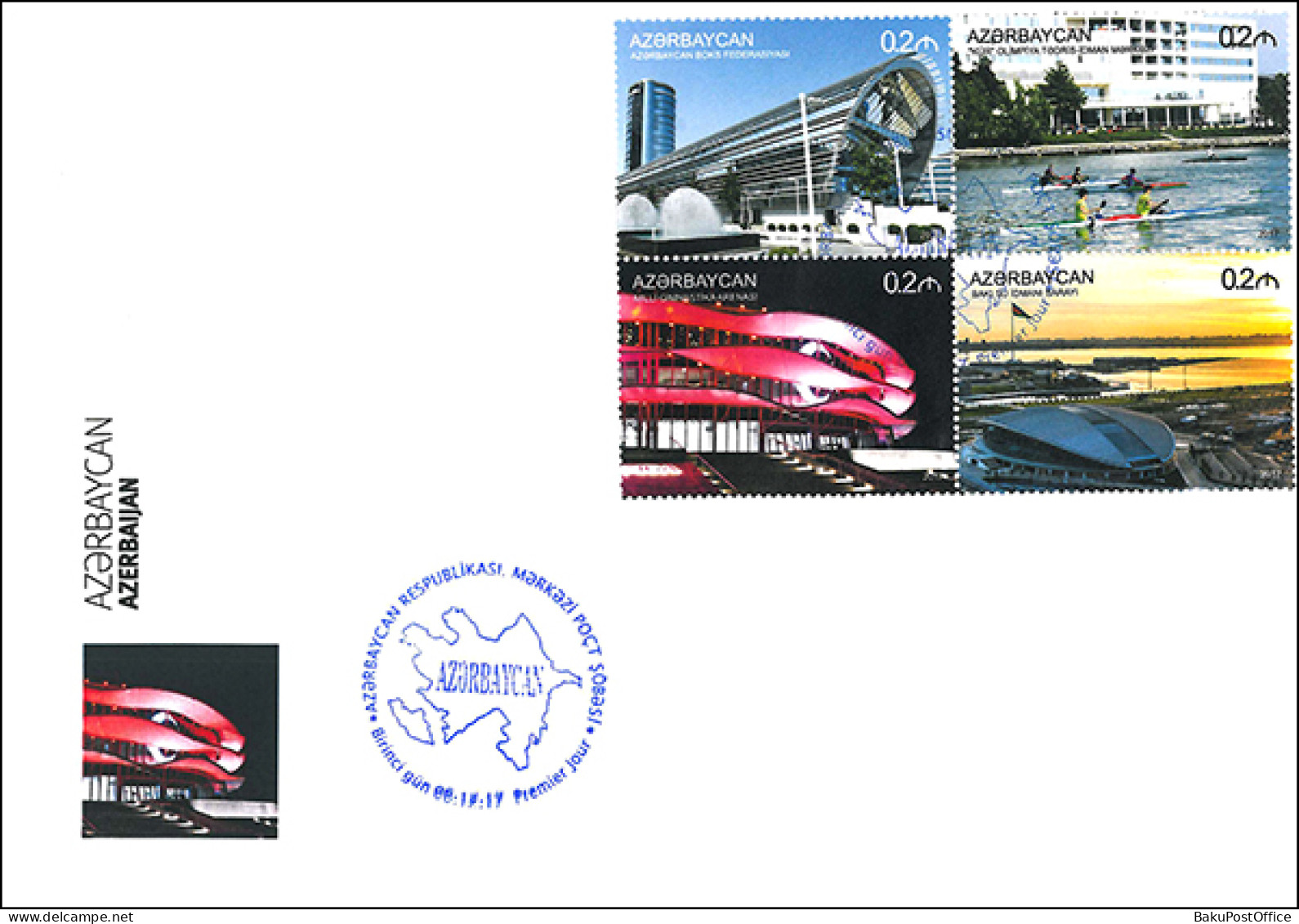 Azerbaijan 2017 FDC First Day Cover Book “Azerbaijan”. Sporting Facilities 2 - Azerbaïdjan