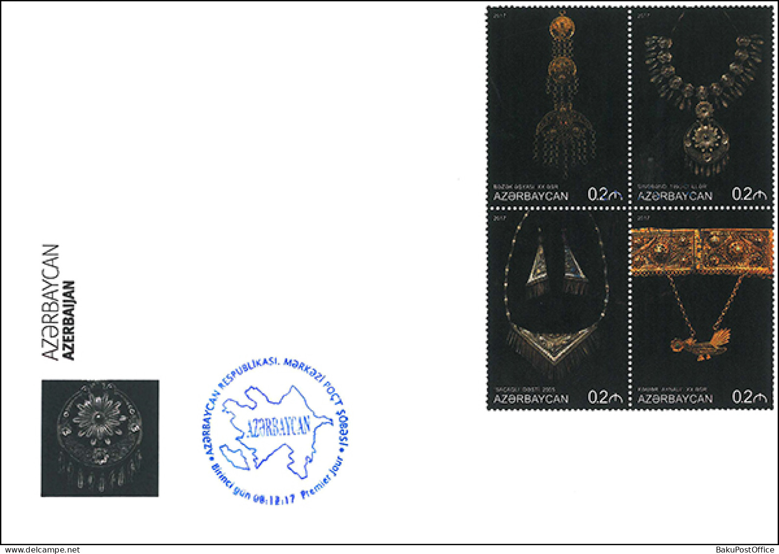 Azerbaijan 2017 FDC First Day Cover Book “Azerbaijan”. Jewellery 2 - Azerbaïdjan