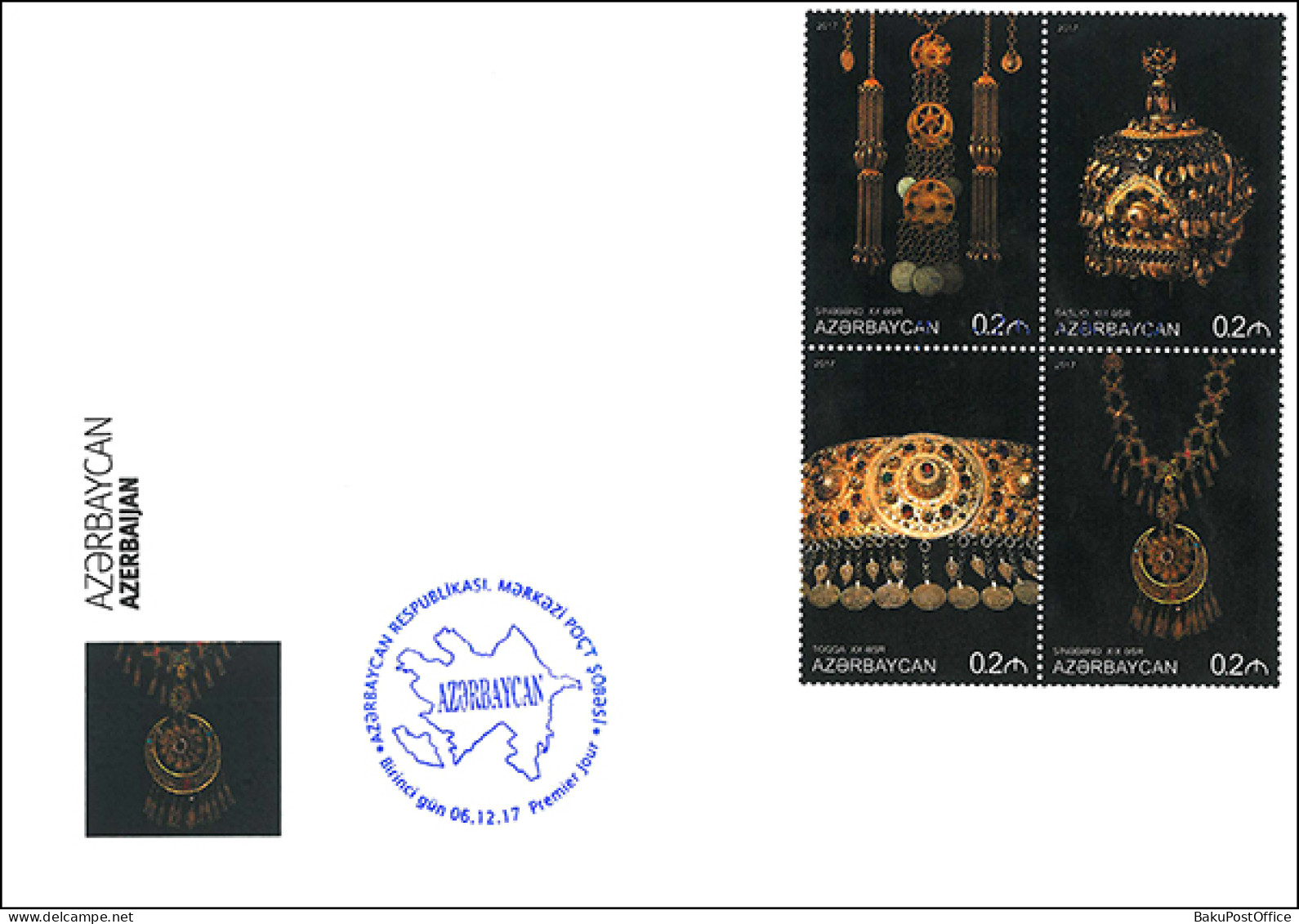 Azerbaijan 2017 FDC First Day Cover Book “Azerbaijan”. Jewellery 1 - Azerbaiján