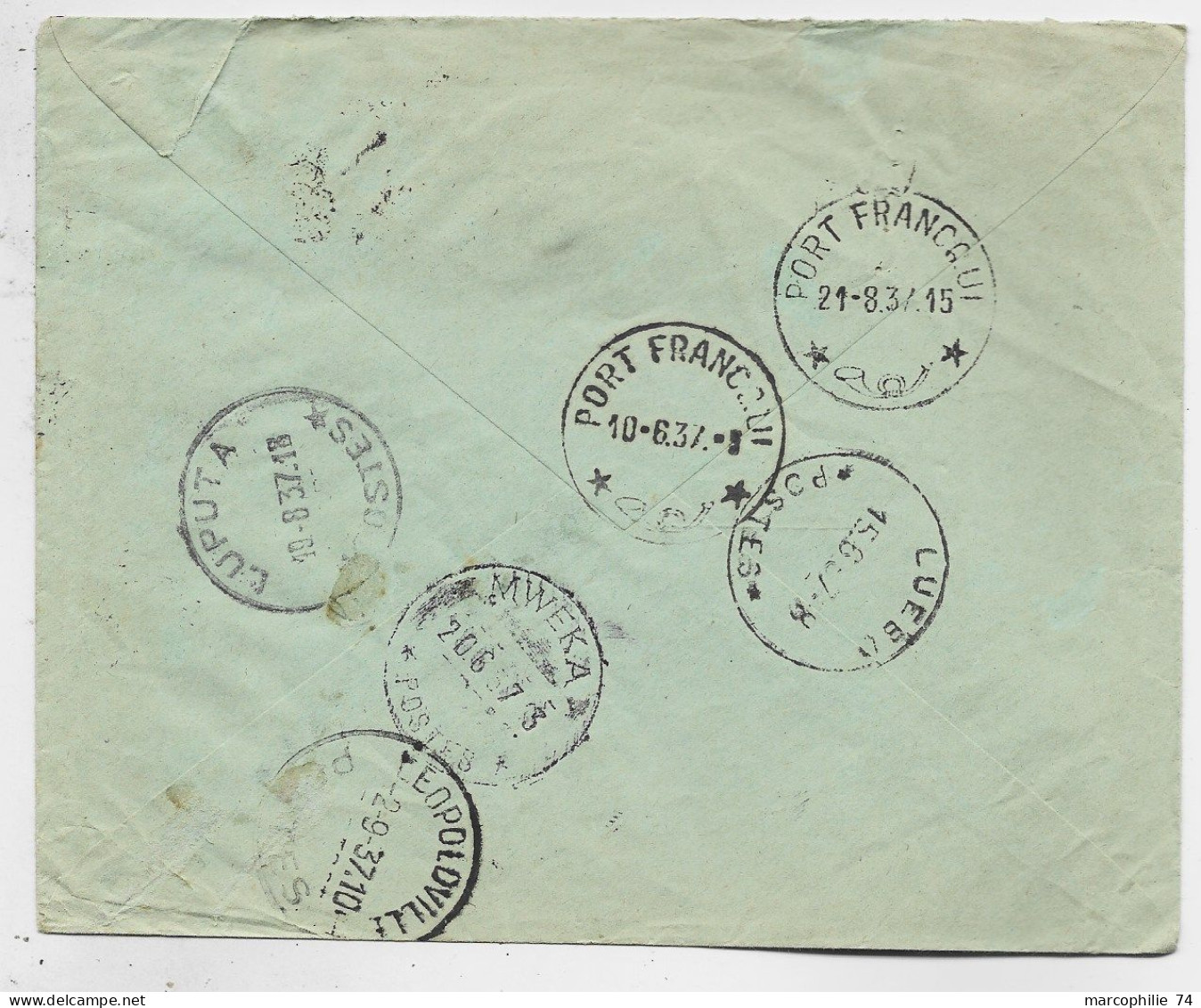 CONGO BELGE 1FR25 DEFECTUEUX LETTRE COVER LEOPOLDVILLE 1937 TO LUEBO + INCONNU - Lettres & Documents