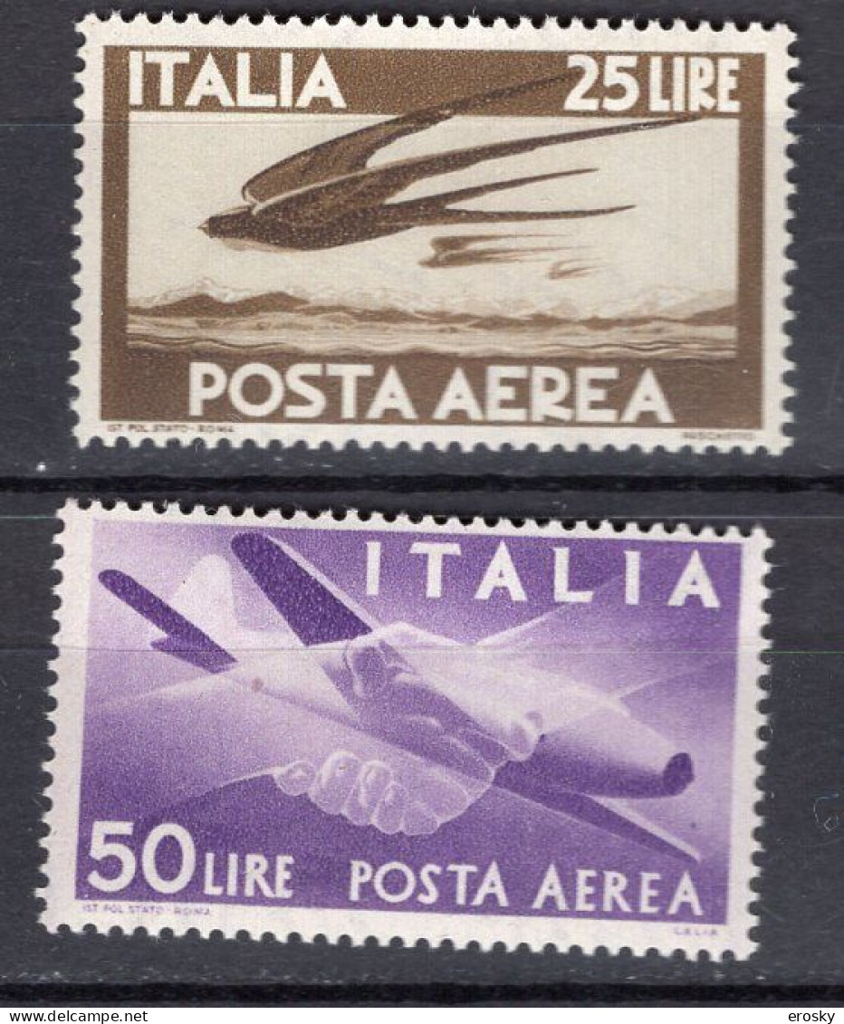 Y6109 - ITALIA AEREA Ss N°133/34 - ITALIE AERIENNE Yv N°119+121 ** Gomme Brunite - Luftpost