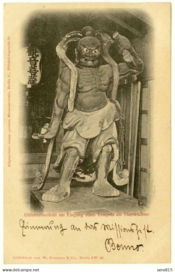 AK Lichtdruck Götzenstandbild Eingang Eines Tempels Als Thorwächter 1901 - Non Classificati