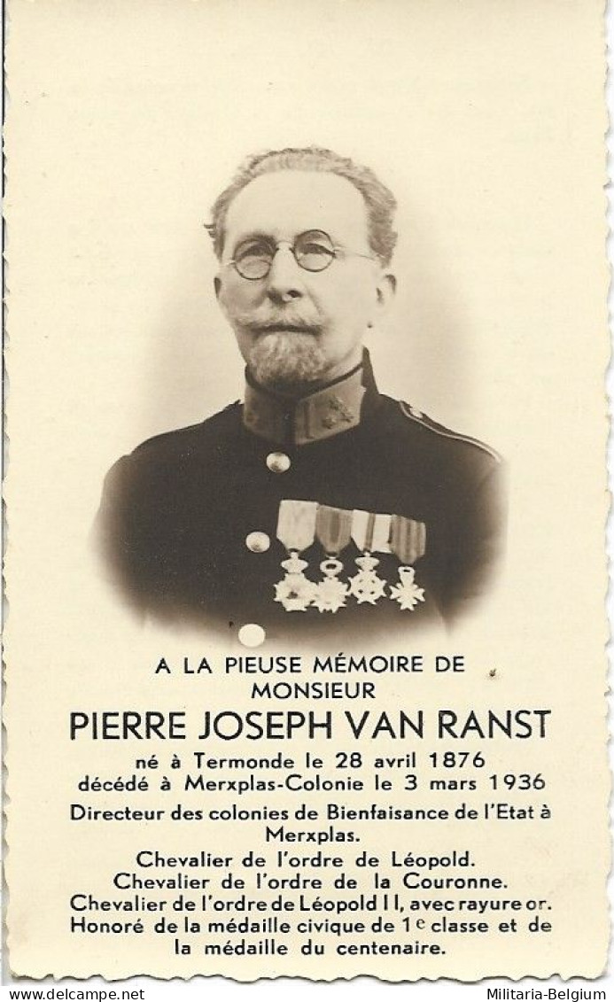 Doodsprentje Van 'Pierre Joseph Van Ranst' - Religión & Esoterismo