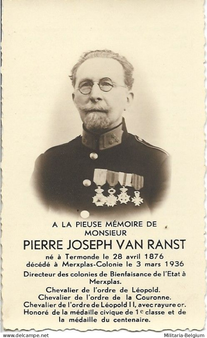 Doodsprentje Van 'Pierre Joseph Van Ranst' - Godsdienst & Esoterisme