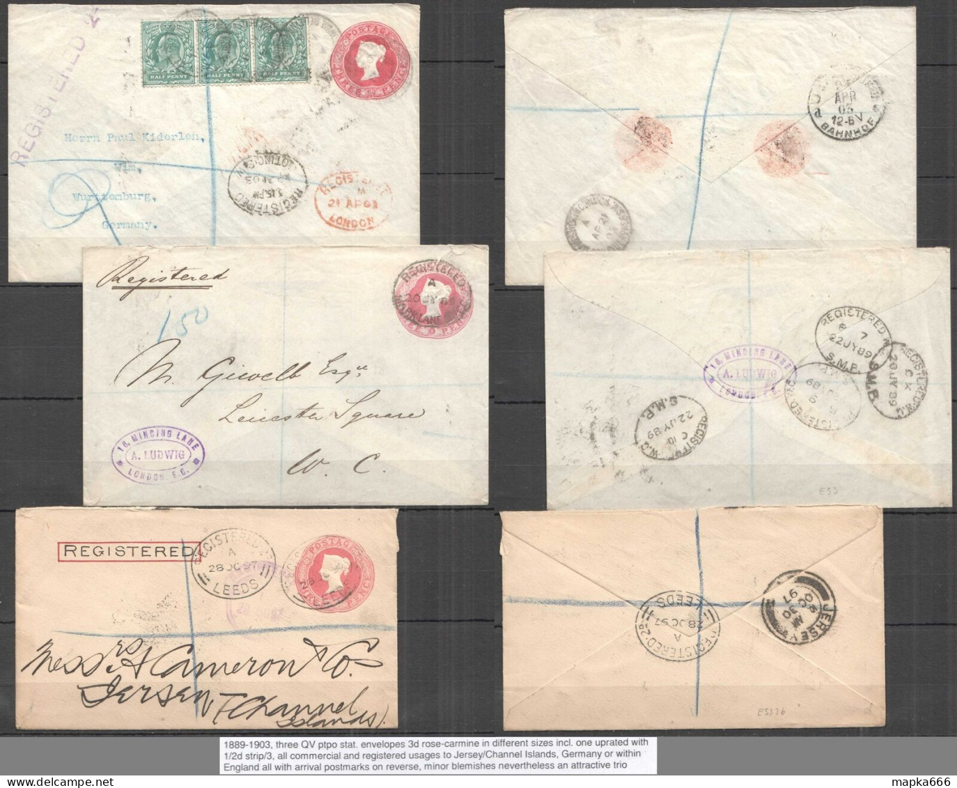 B1065 1889-1903 Great Britain !!! Very Rare Used 3 Envelopes Queen Victoria Qv - Autres & Non Classés