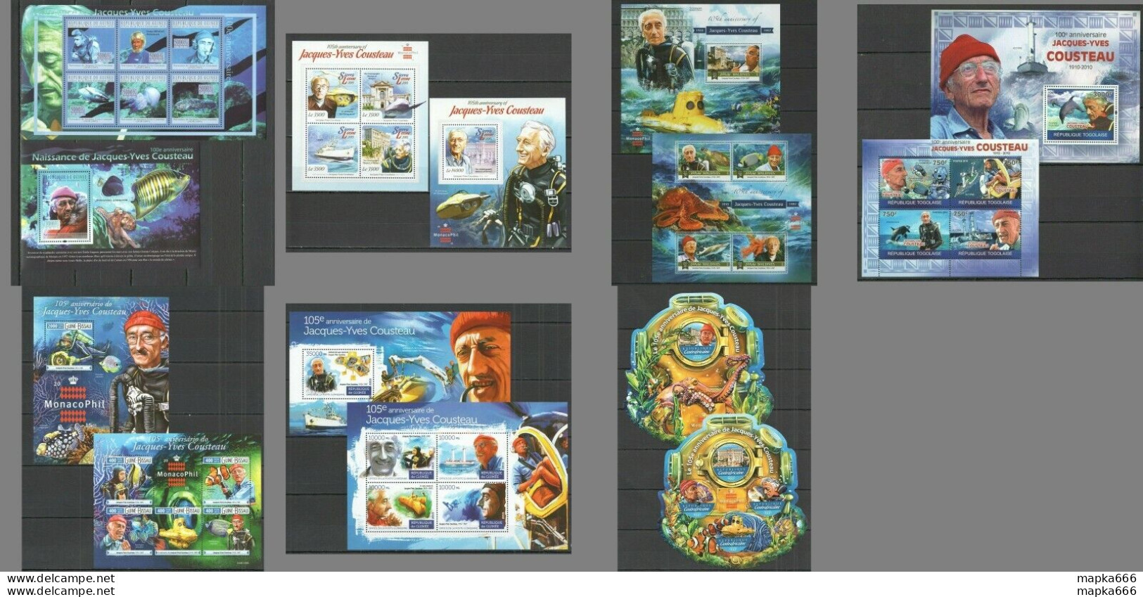 Ks 2010,2015 Fauna Fish & Marine Life Jacques-Yves Cousteau !!! 7Kb+7Bl Mnh - Autres & Non Classés