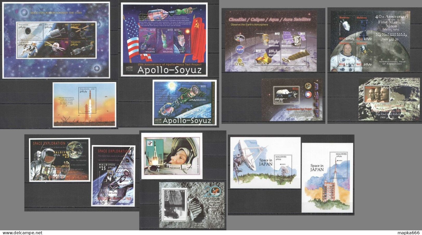 B1211 Maldives Space Exploration Gagarin Armstrong Apollo-Soyuz ! 4Kb+10Bl Mnh - Sonstige & Ohne Zuordnung