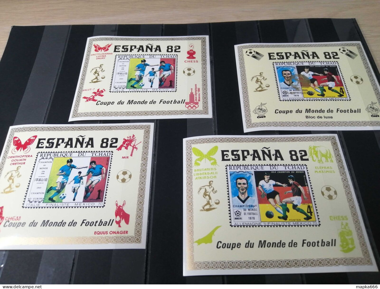 B1250 Imperf Chad Football World Cup 1982 ! Color Overprint Olympics 4Bl Mnh - Other & Unclassified