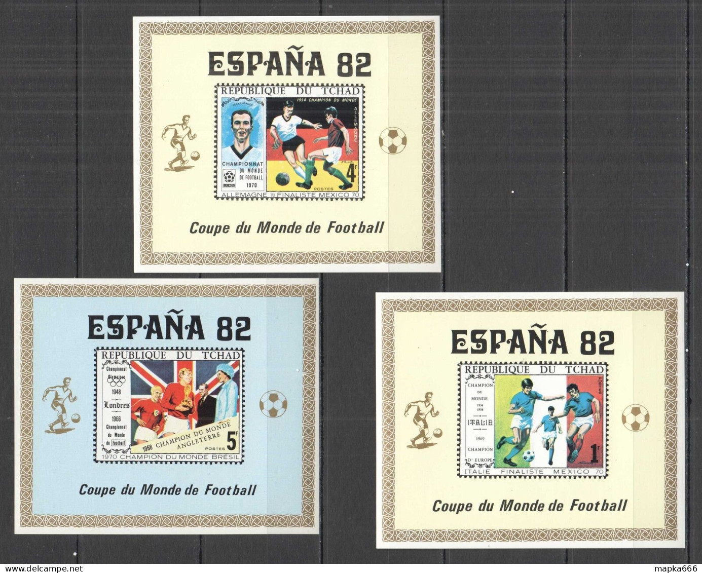 B1255 Imperf Chad Sport Football World Cup 1982 Mexico 1970 3Bl Mnh - Autres & Non Classés