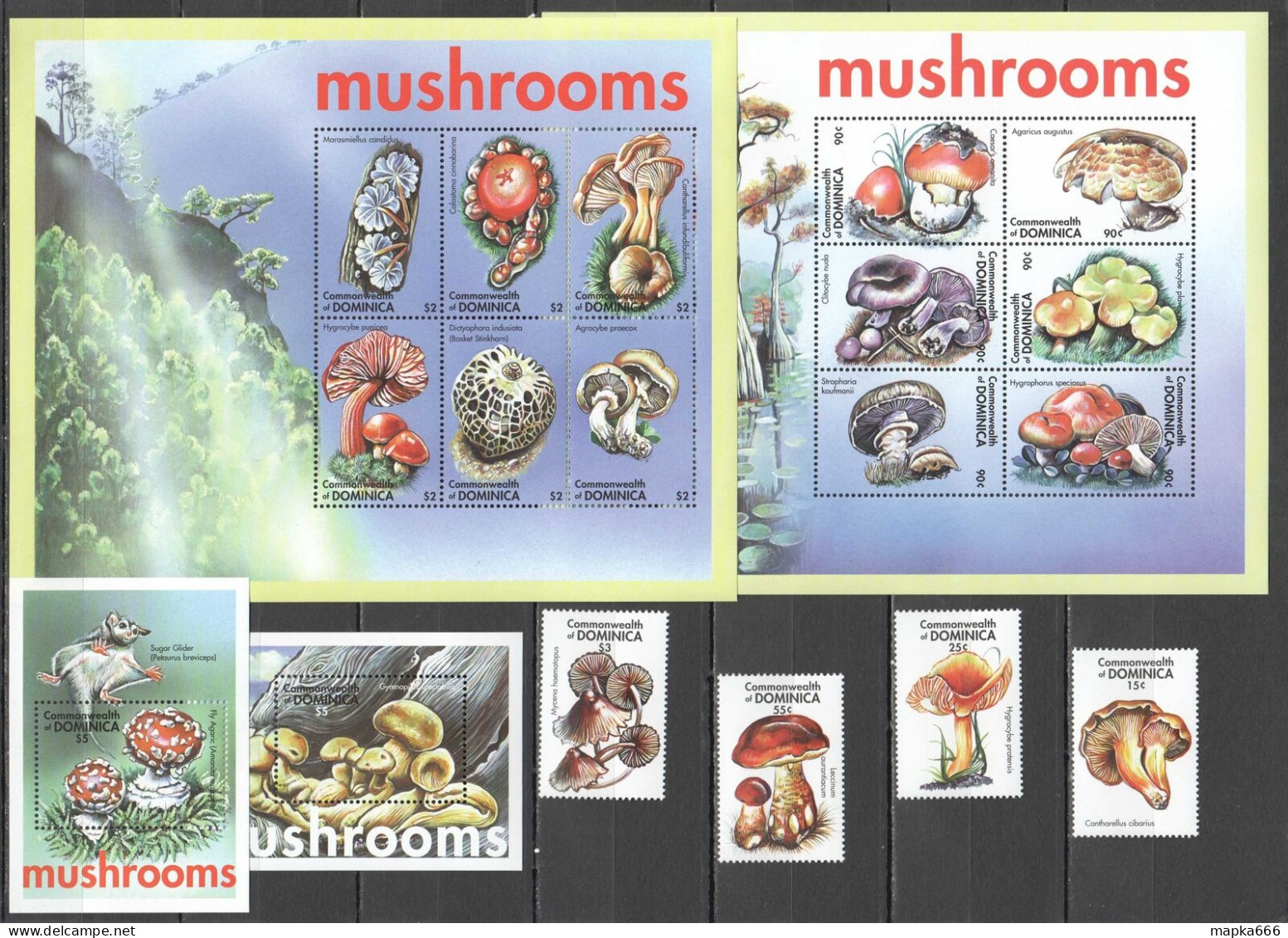 B1231 Dominica Flora Nature Mushrooms ! 2Bl+2Kb+1Set Mnh - Paddestoelen