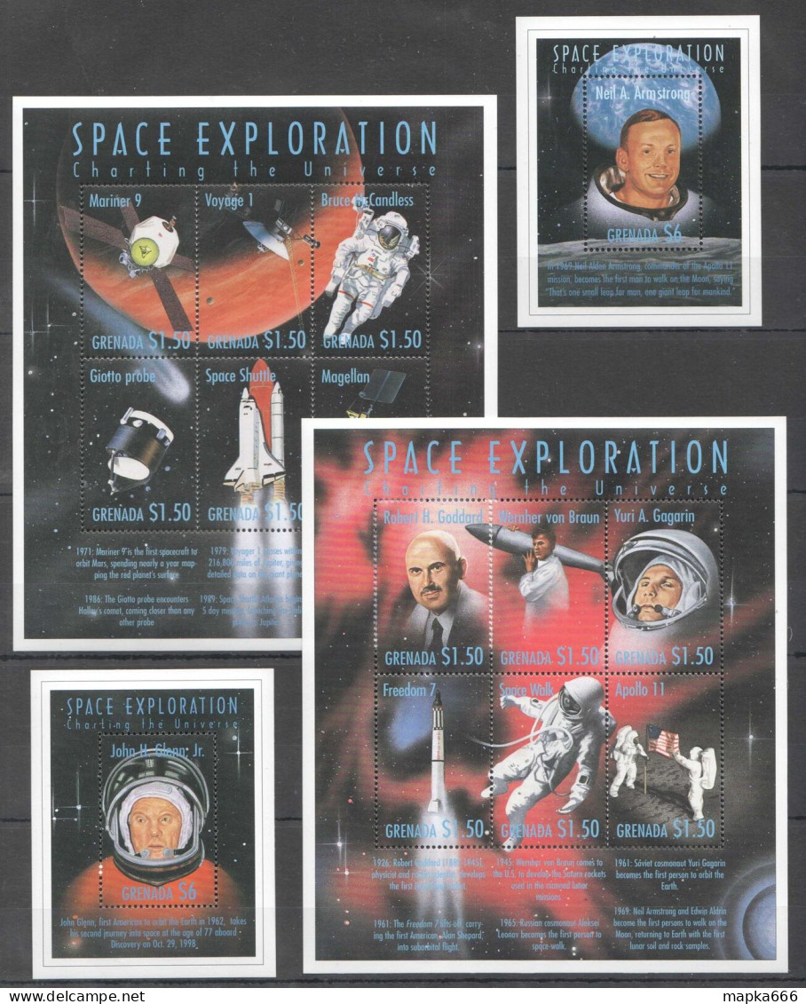 B1320 Grenada Space Exploration Neil Armstrong John Glenn Gagarin 2Kb+2Bl Mnh - Autres & Non Classés