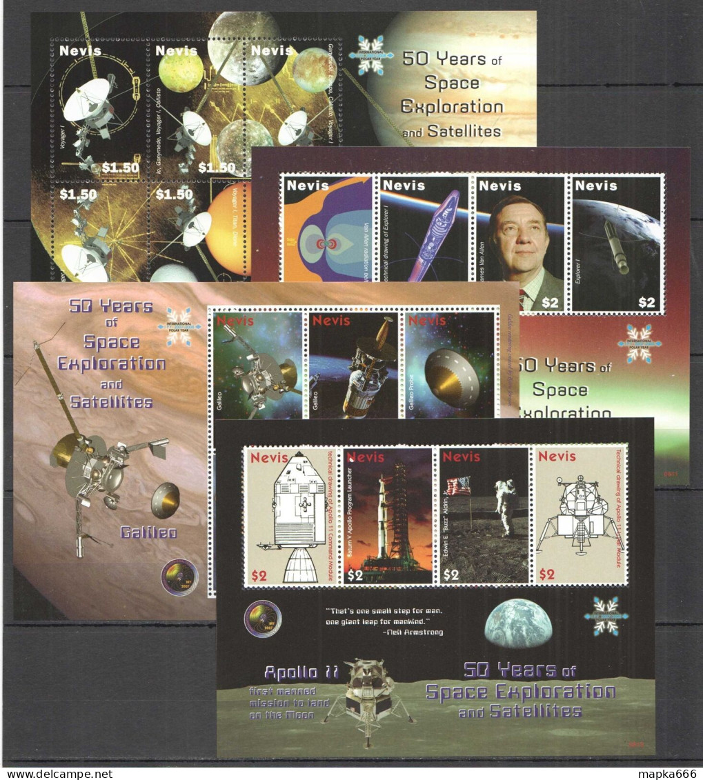 B1323 2008 Nevis 50 Years Of Space Exploration & Satellites 4Kb Mnh - Autres & Non Classés