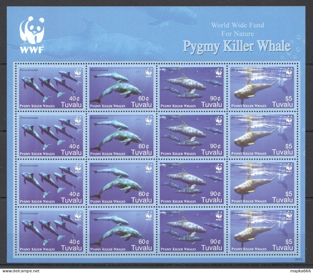 B1340 2006 Tuvalu Wwf Marine Life Pygmy Killer Whale Sh Mnh - Meereswelt