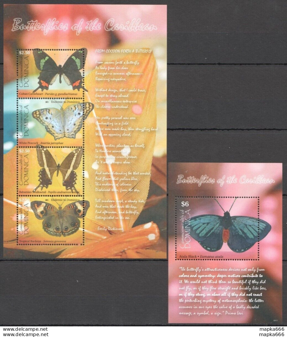 Pk284 2009 Dominica Butterflies  Fauna Insects Kb+Bl Mnh - Schmetterlinge