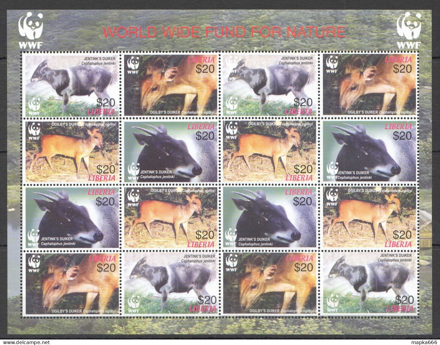 B1223 2005 Liberia Wwf Fauna Wild Animals Duiker 1Sh Mnh - Sonstige & Ohne Zuordnung