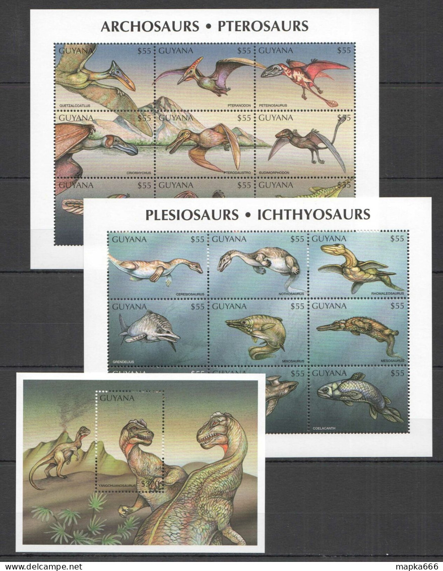 B1182 Guyana Fauna Prehistoric Animals Reptiles Dinosaurs !!! 2Kb+1Bl Mnh - Vor- U. Frühgeschichte